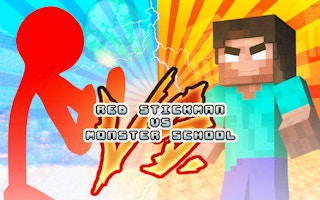 Red Stickman vs Monster School - Stickman Platform Fighter